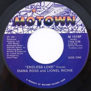 Diana Ross And Lionel Richie – Endless Love - 1981 7" 45 rpm Vinyl Single Record